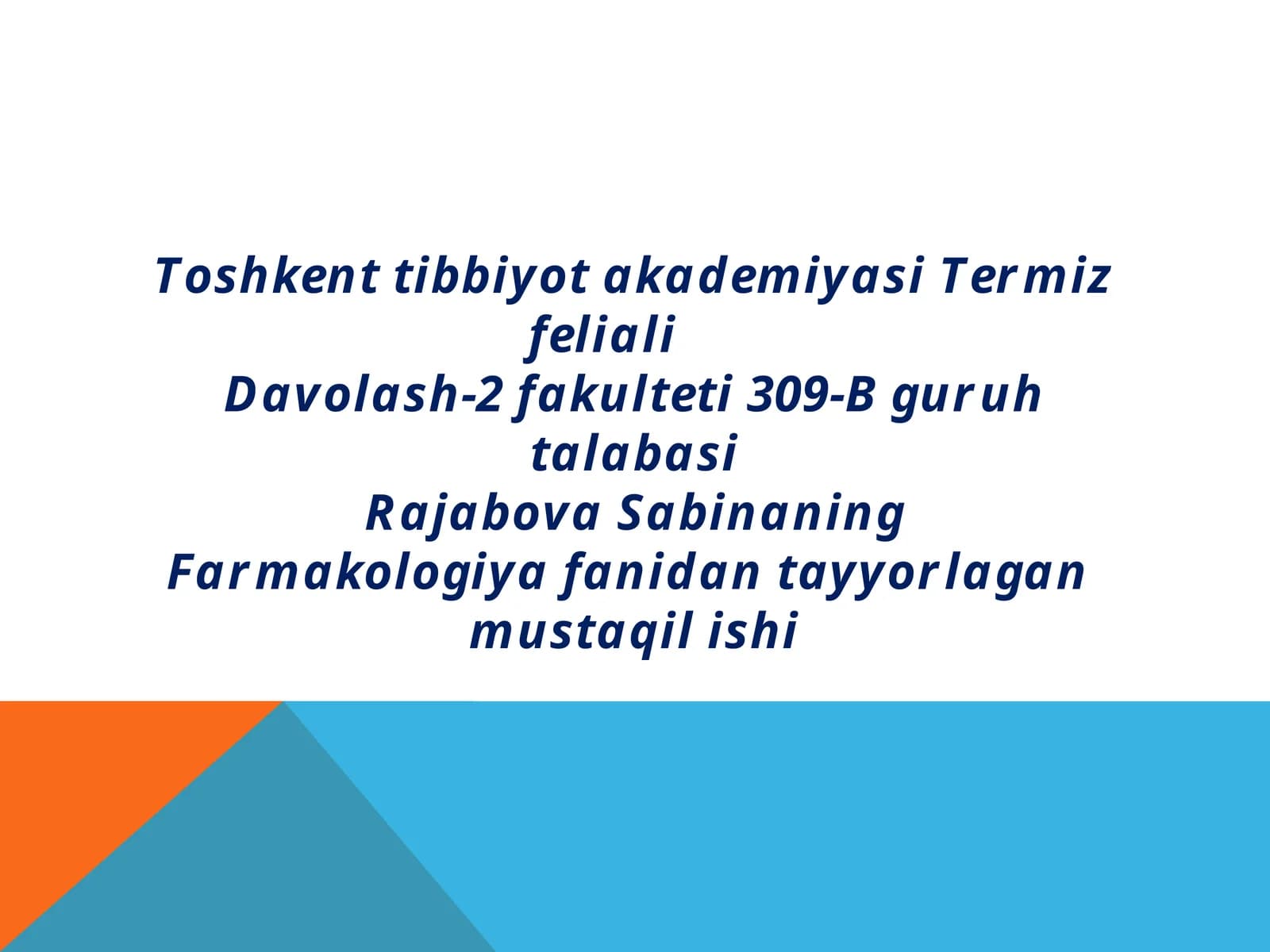 Farmakologiya fanidantayyorlagan
