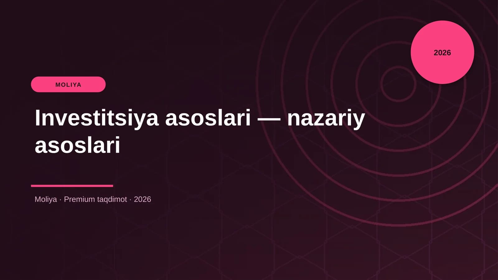 Investitsiya asoslari — nazariy asoslari