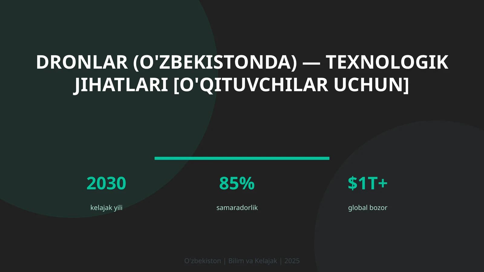 DRONLAR (O'ZBEKISTONDA) — TEXNOLOGIK JIHATLARI [O'QITUVCHILAR UCHUN]