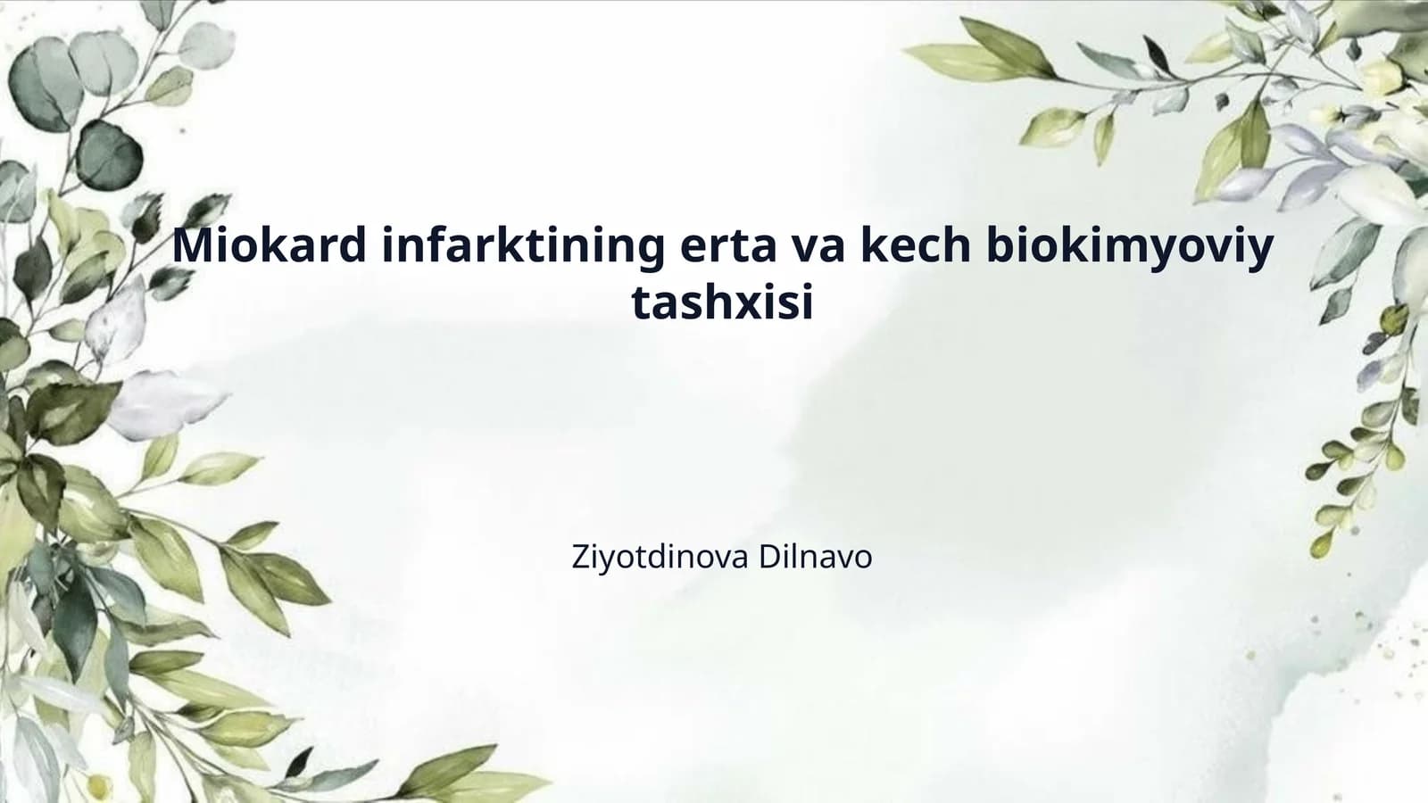 Miokard infarktining erta va kech biokimyoviy tashxisi