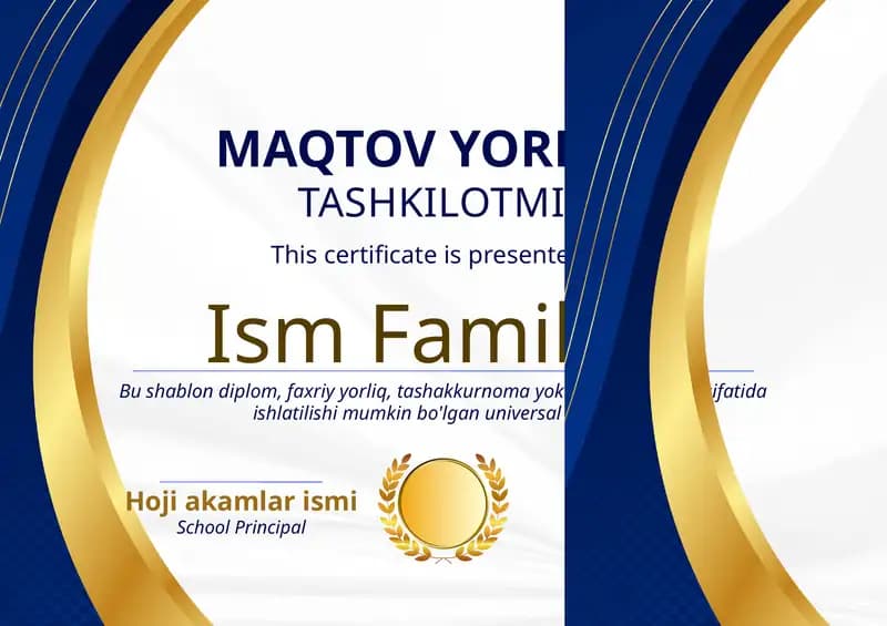 MAQTOV YORLIG'I shablon tayyor andoza