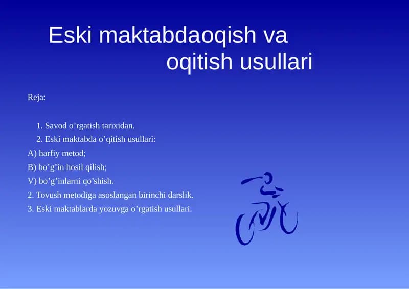 Eskimaktabdaoqishvaoqitish usullari