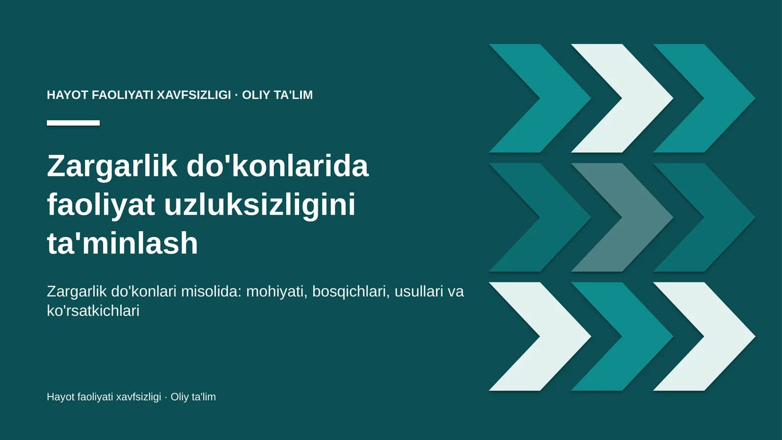 Zargarlik do'konlarida faoliyat uzluksizligini ta'minlash