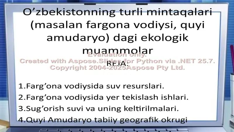 O‘zbekistonning turli mintaqalari ekologik muammolari