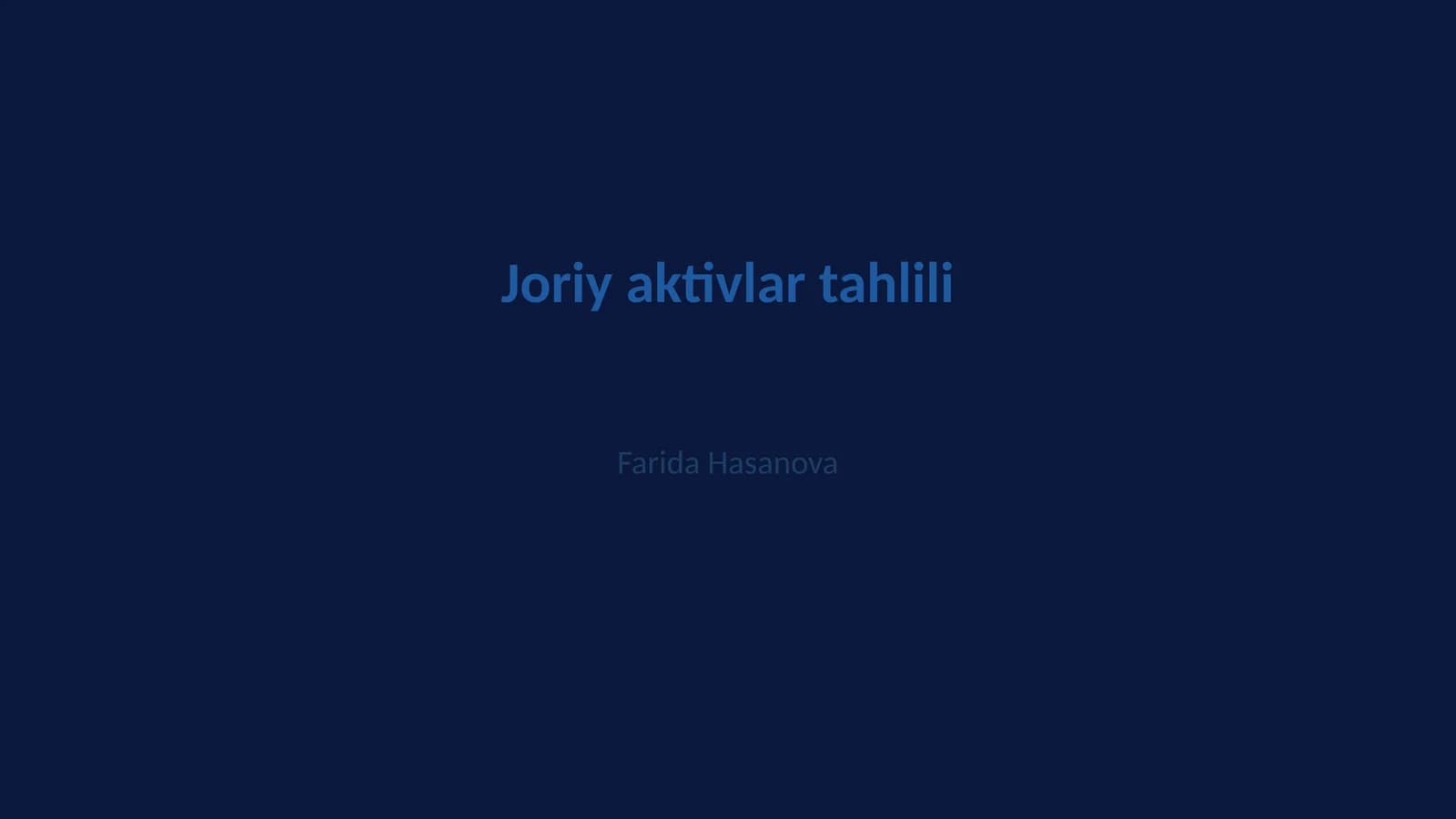 Joriy aktivlar tahlili