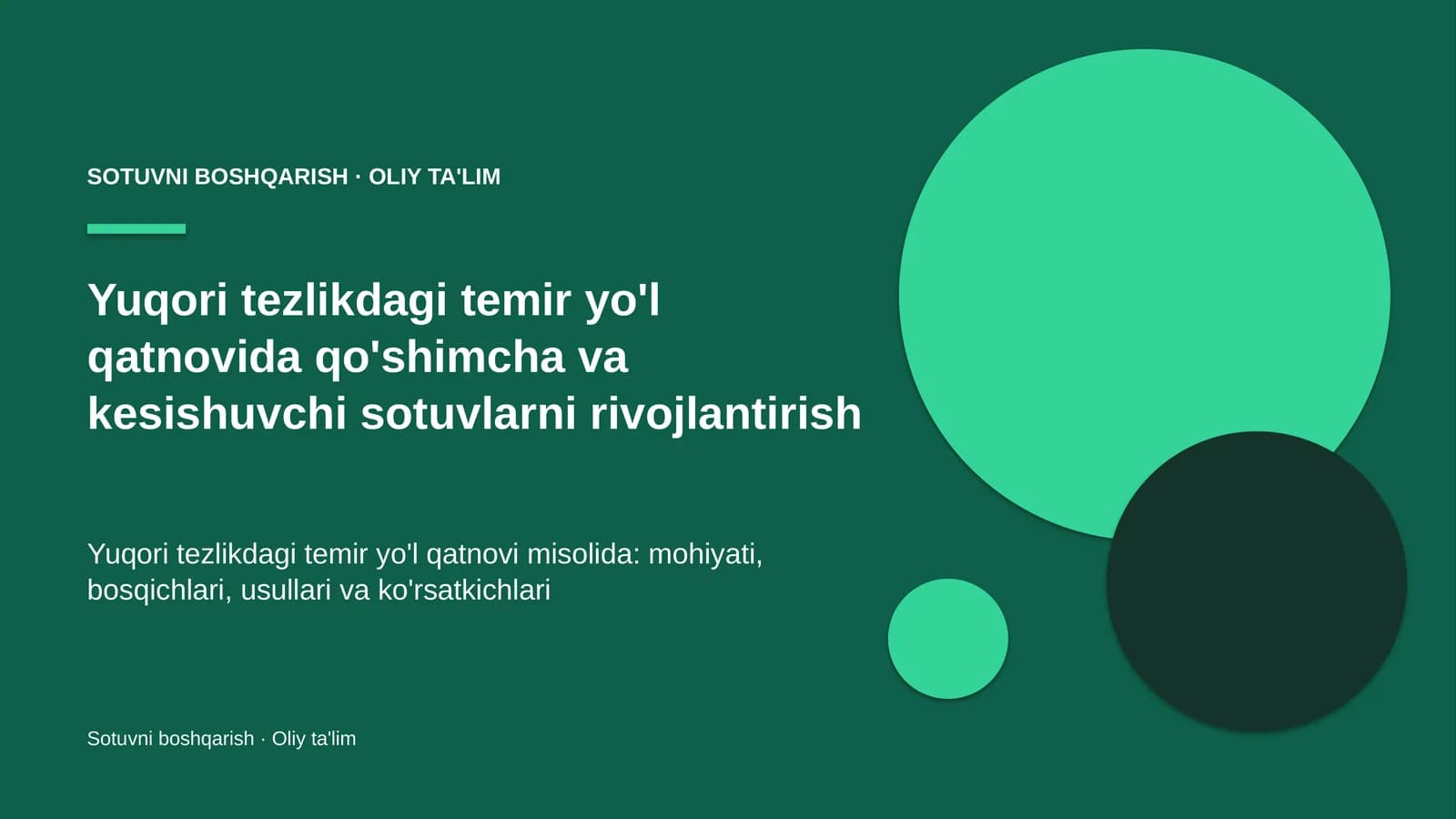 Yuqori tezlikdagi temir yo'l qatnovida qo'shimcha va kesishuvchi sotuvlarni rivojlantirish