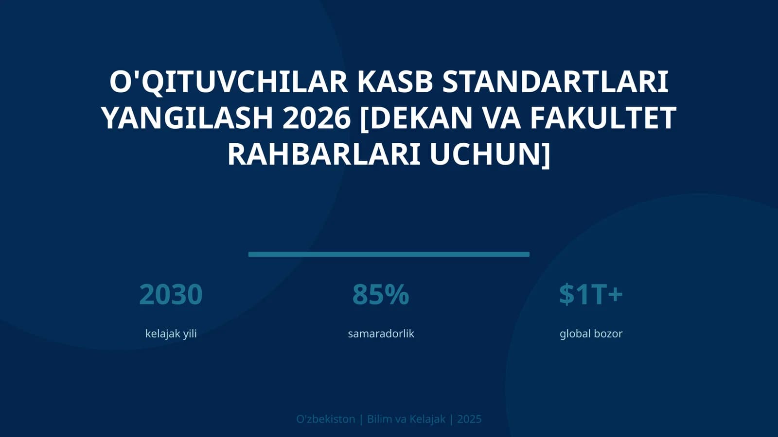 O'qituvchilar kasb standartlari yangilash 2026 [dekan va fakultet rahbarlari uchun]