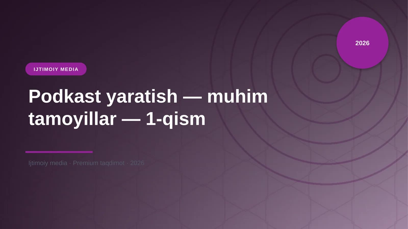 Podkast yaratish — muhim tamoyillar — 1-qism