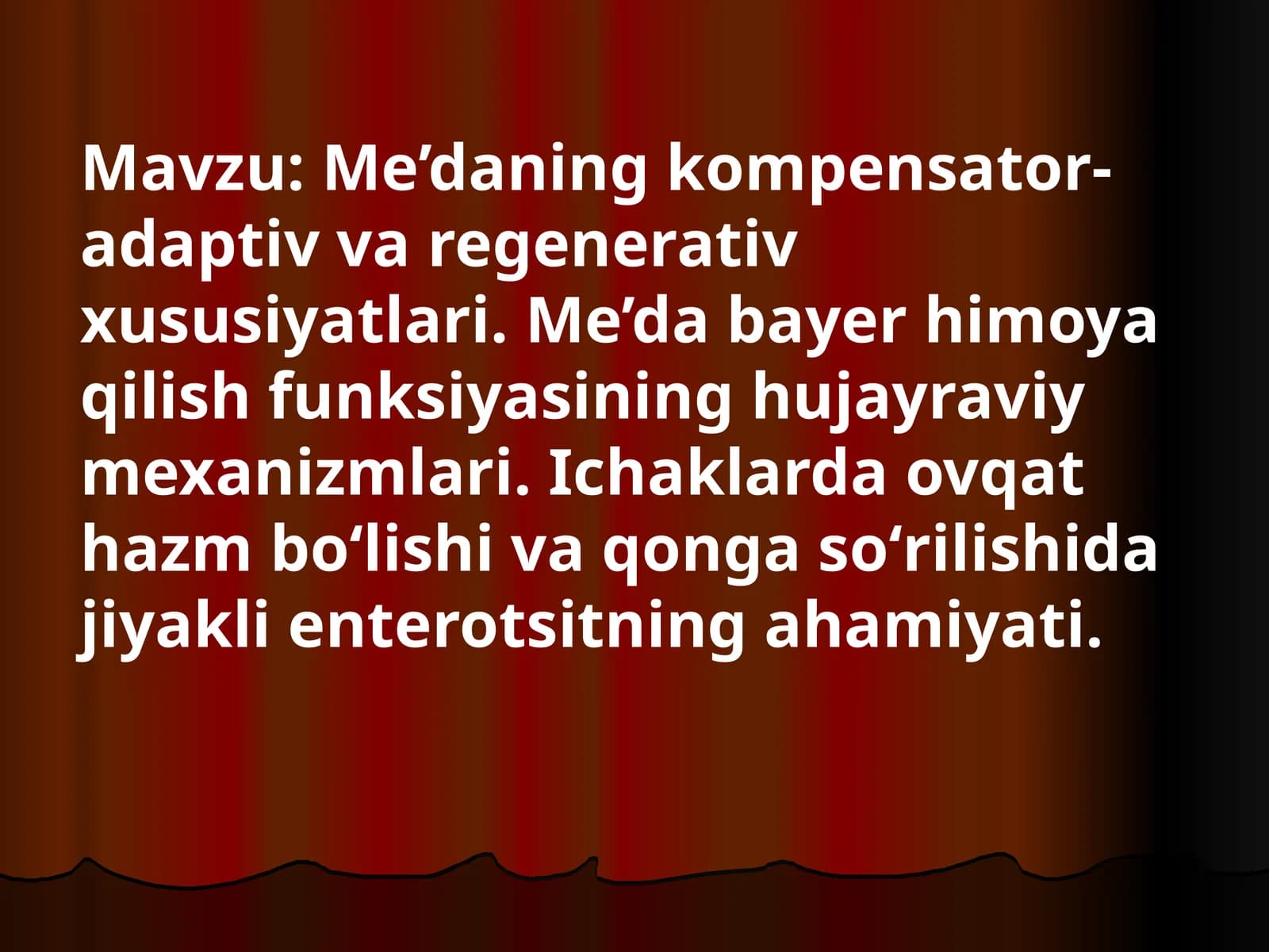 Me'daning kompensator-adaptiv va regenerativ xususiyatlari