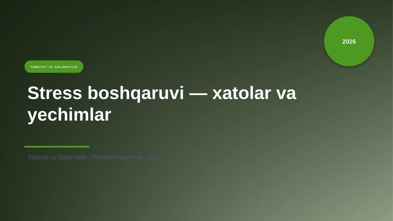 Stress boshqaruvi — xatolar va yechimlar