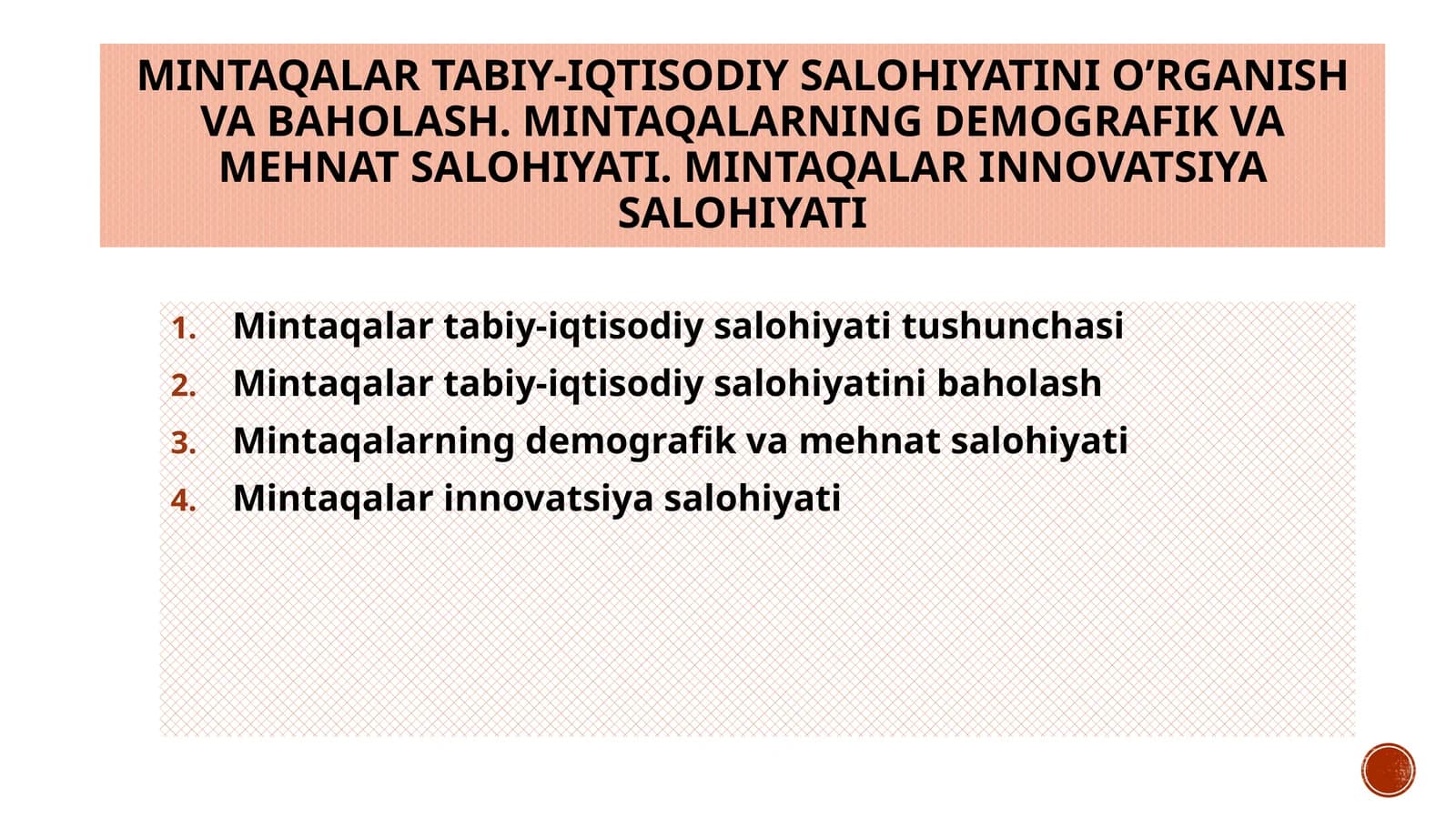 Mintaqalar tabiy-iqtisodiy salohiyati