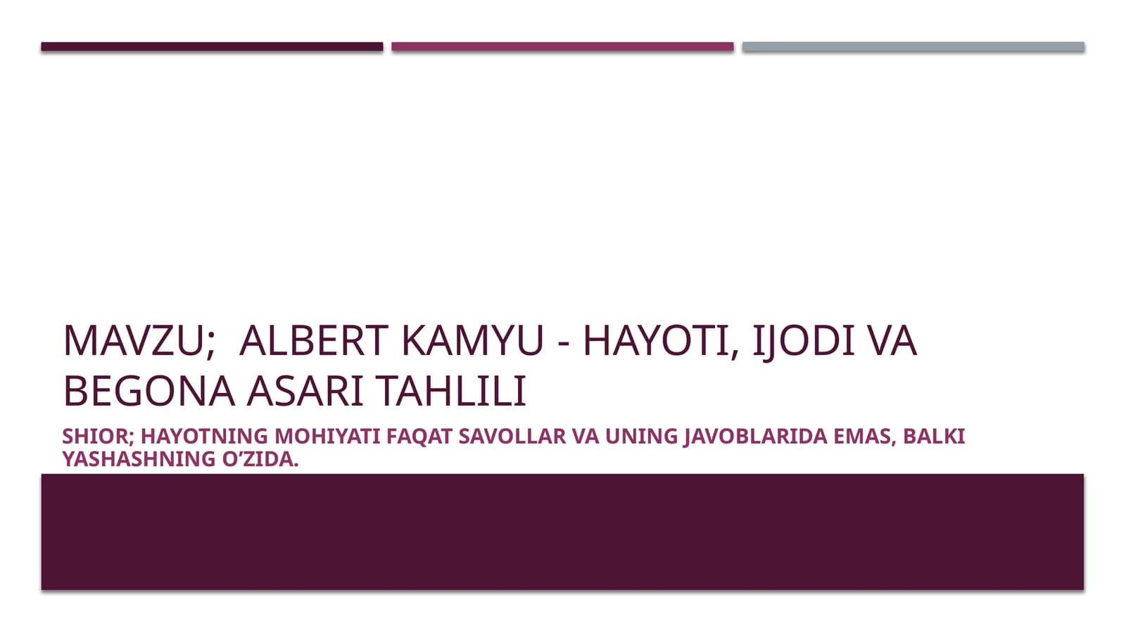 albert kamyu - hayoti, ijodi va begona asari tahlili