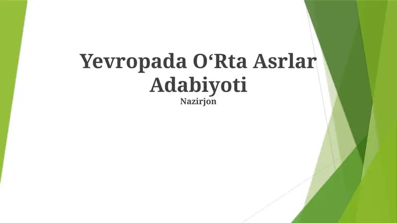 Oʻrta Asrlar Adabiyoti
