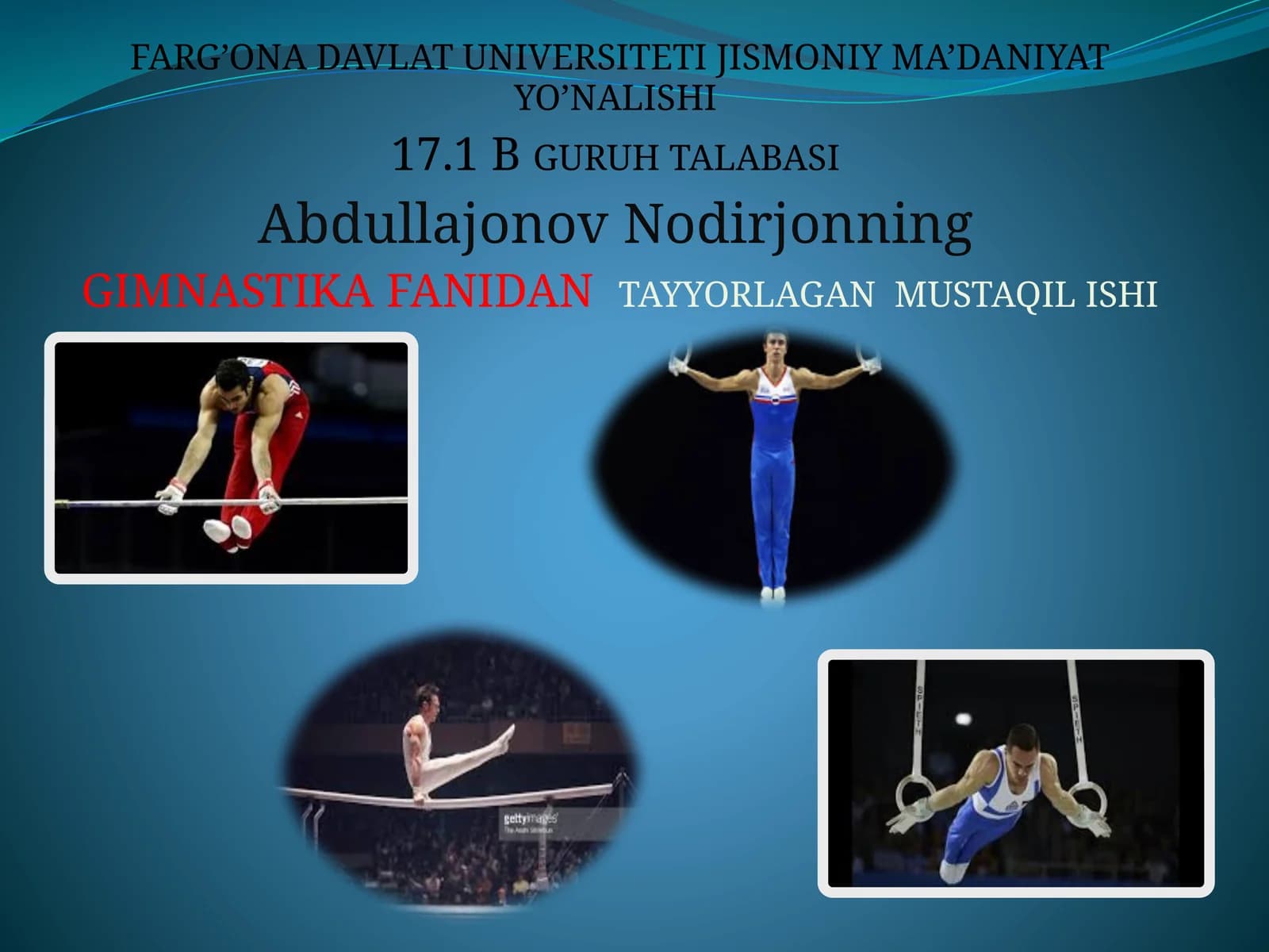 JISMONIY MA’DANIYAT YO’NALISHI