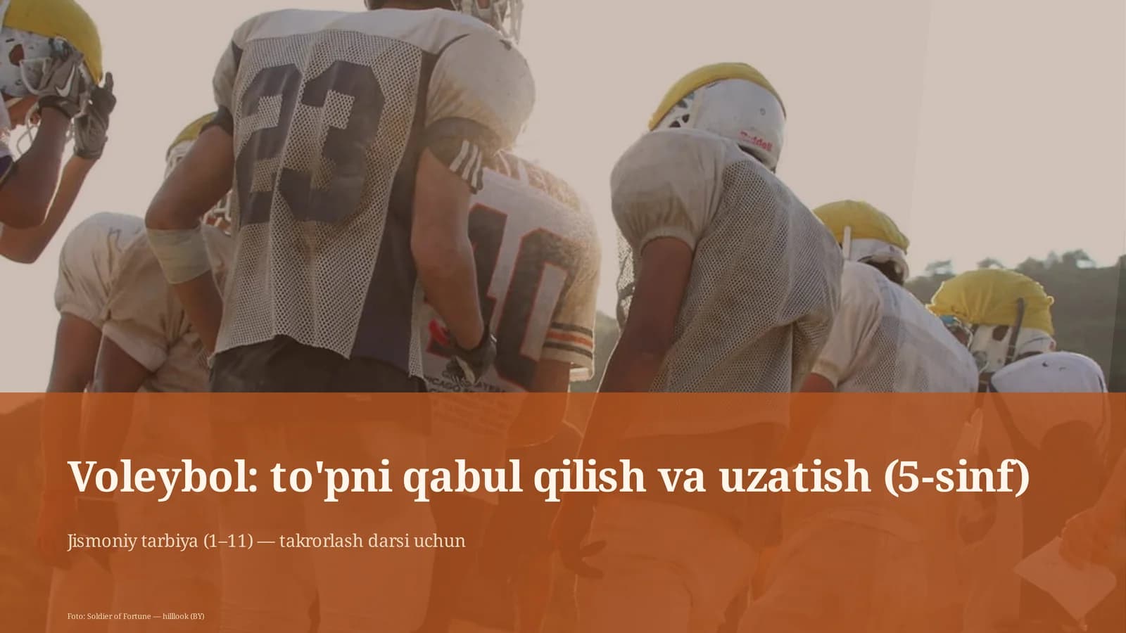 Voleybol: to'pni qabul qilish va uzatish (5-sinf)