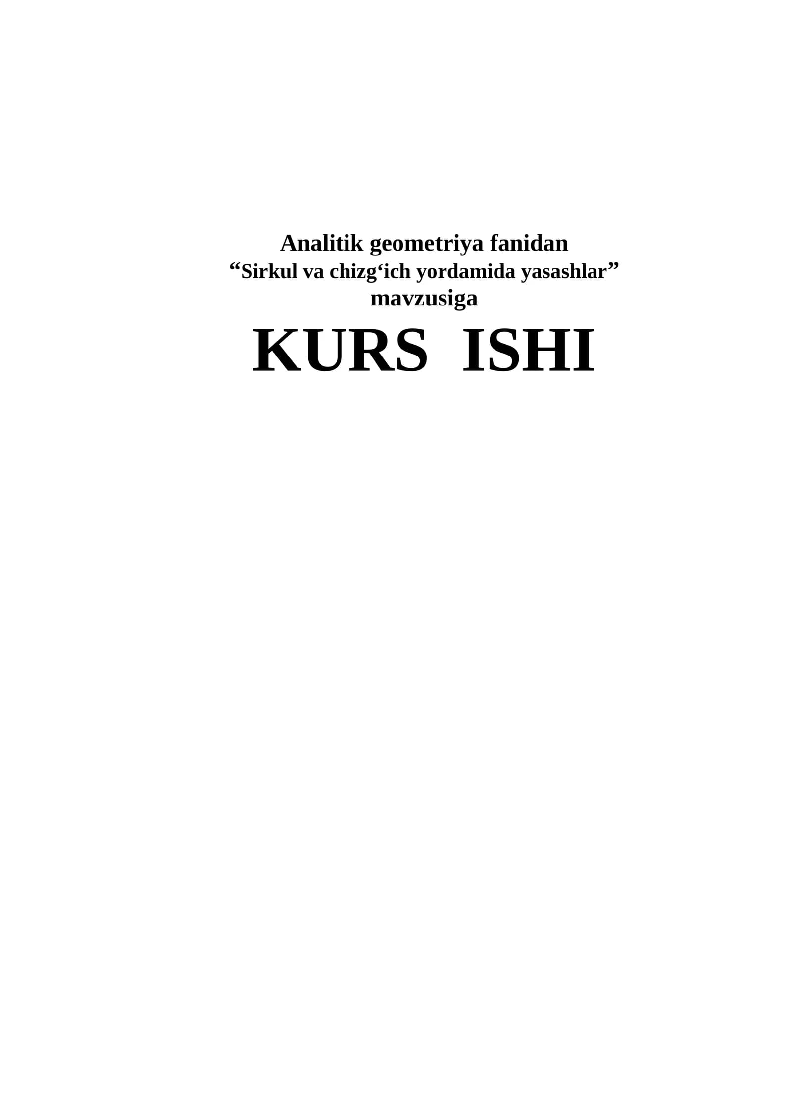 Sirkul va chizg‘ich yordamida yasashlar