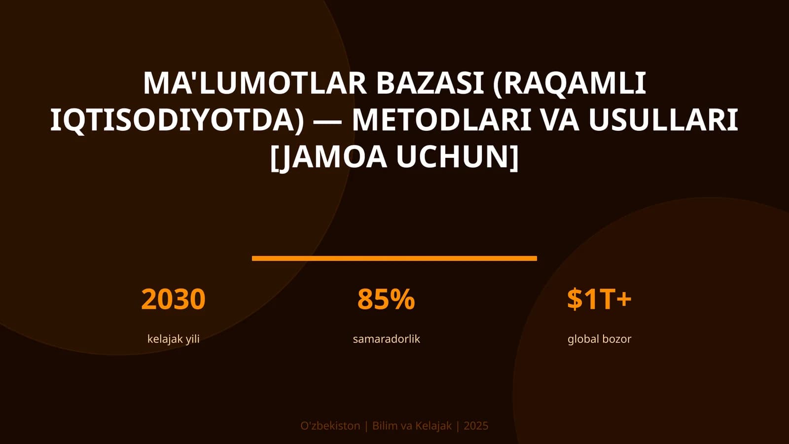 Ma'lumotlar bazasi (raqamli iqtisodiyotda) — metodlari va usullari [jamoa uchun]