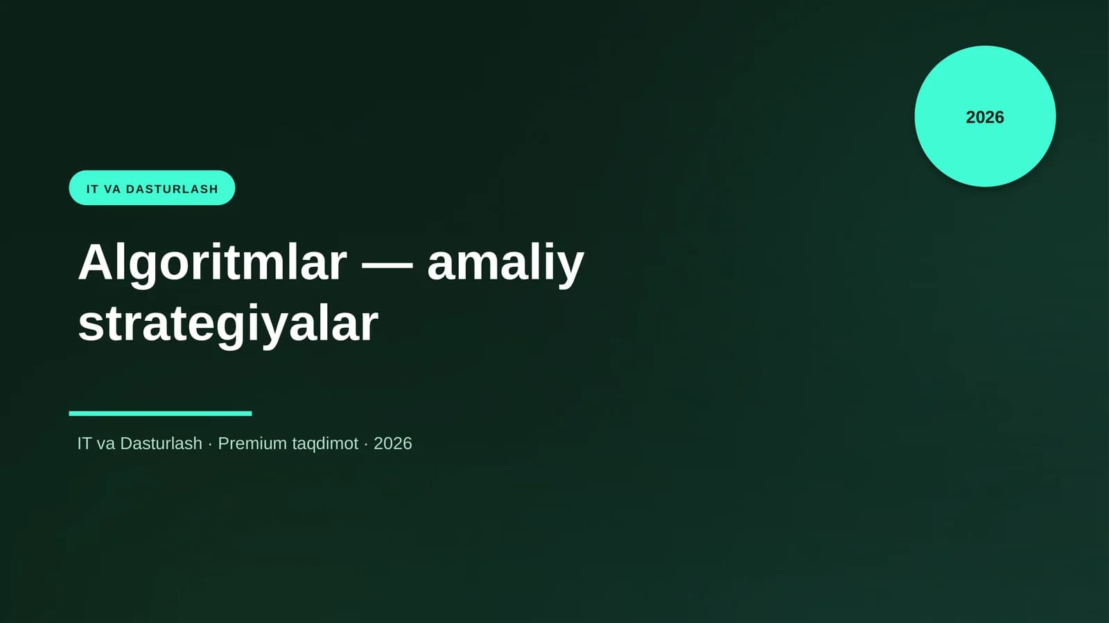 Algoritmlar — amaliy strategiyalar