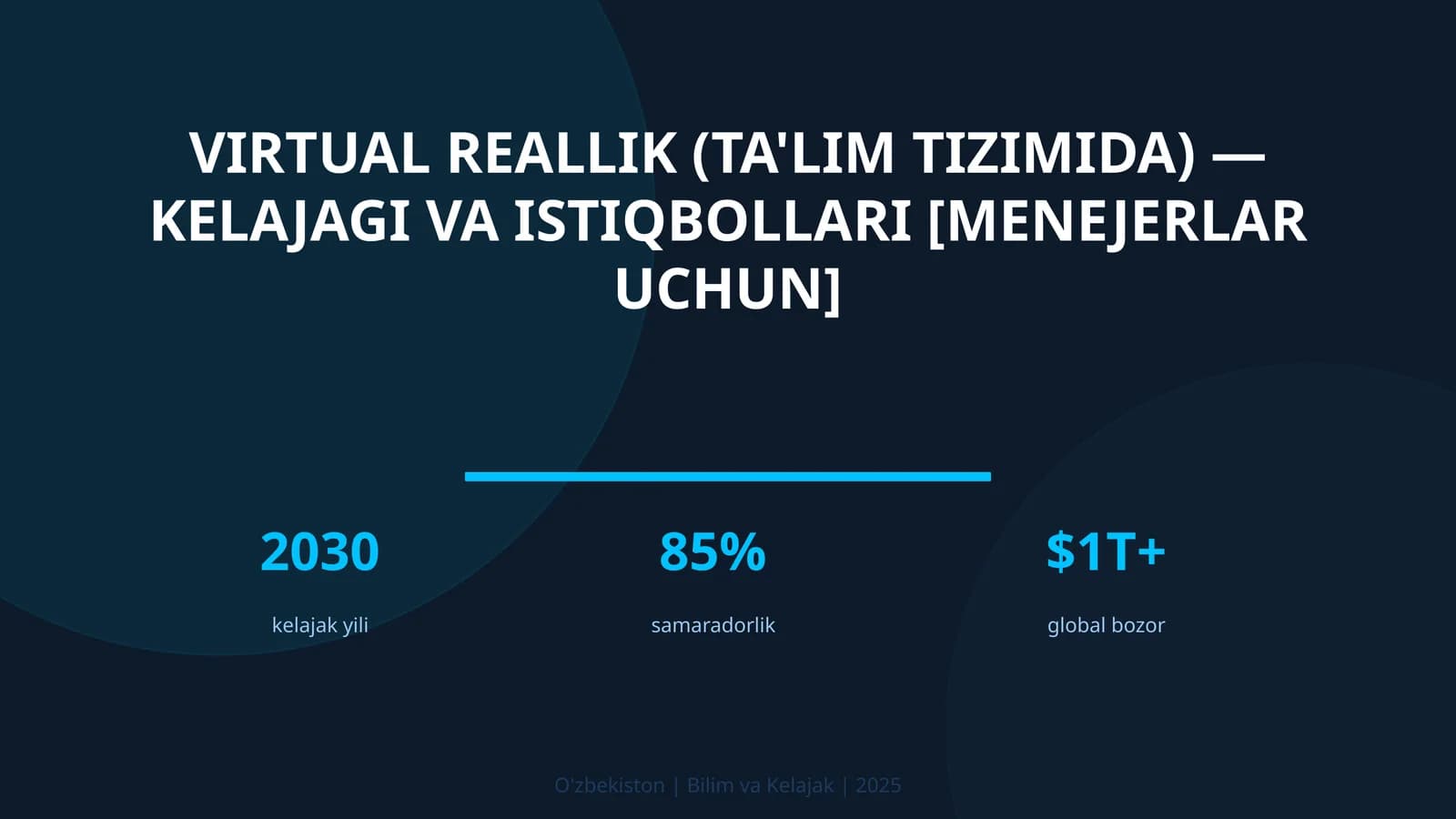 VIRTUAL REALLIK (TA'LIM TIZIMIDA) — KELAJAGI VA ISTIQBOLLARI [MENEJERLAR UCHUN]
