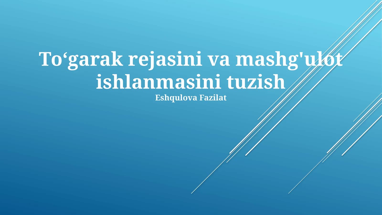 Davra Rejasi Ishlab Chiqish