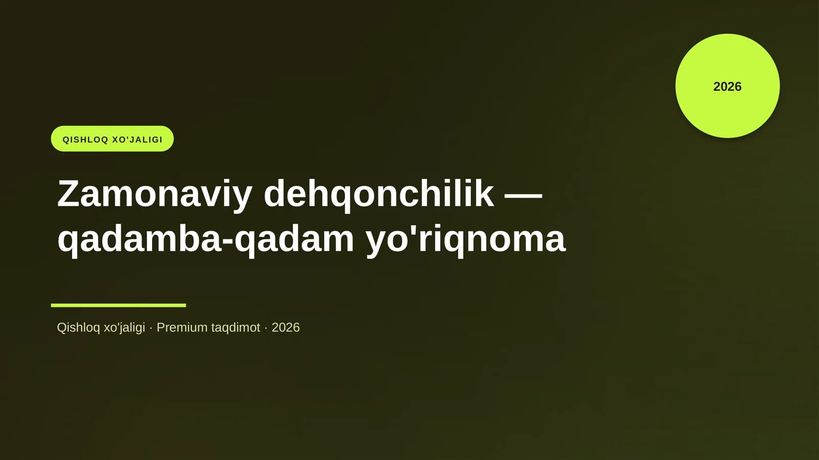 Zamonaviy Dehqonchilik - Qadamba-qadam Yo'riqnoma