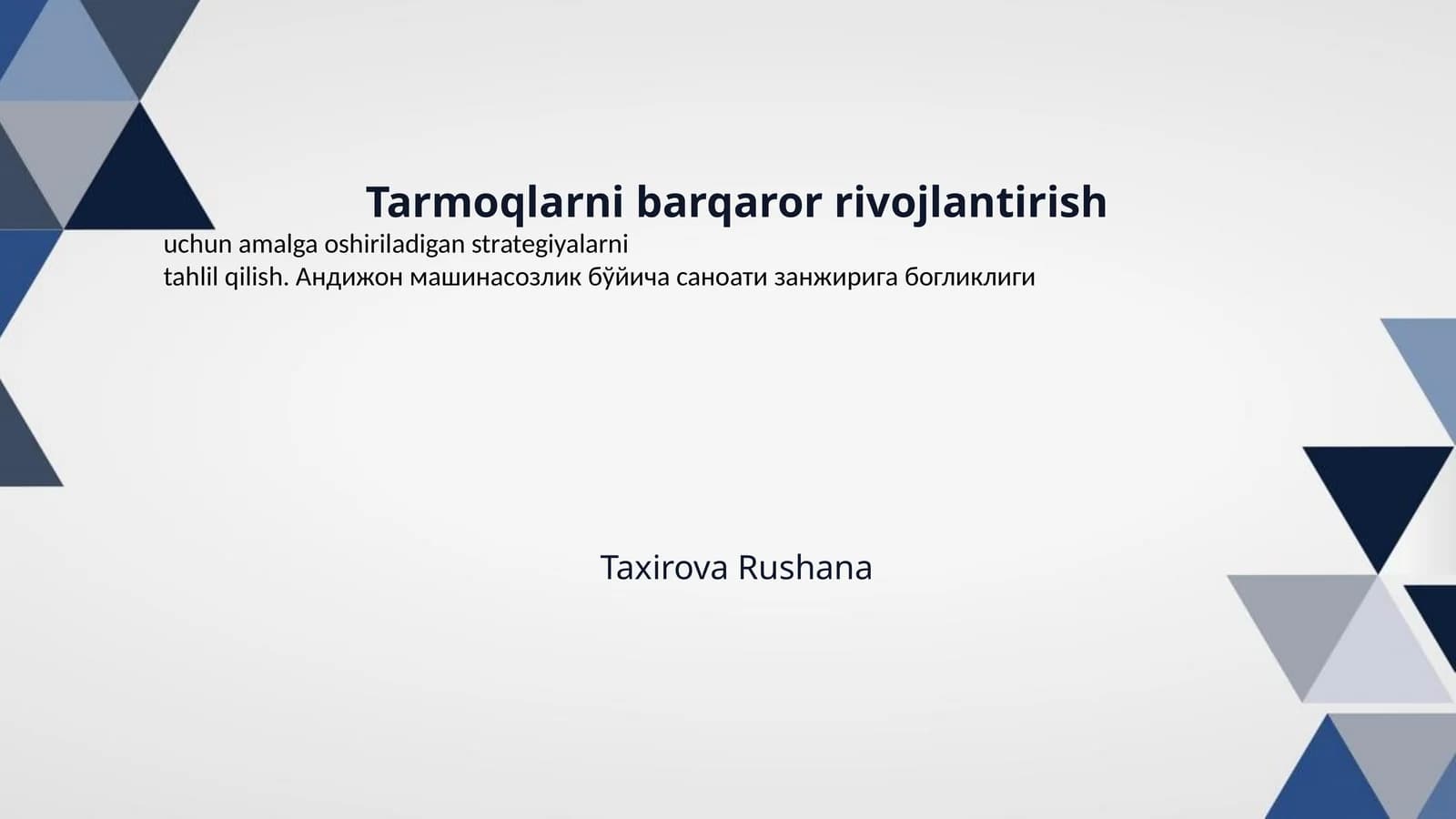Tarmoqlarni barqaror rivojlantirish