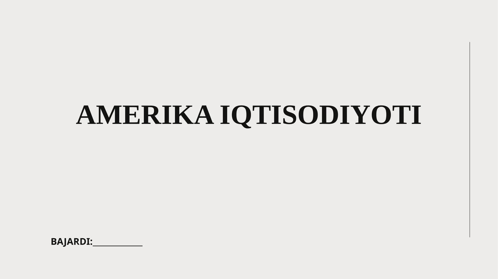 AMERIKA IQTISODIYOTI