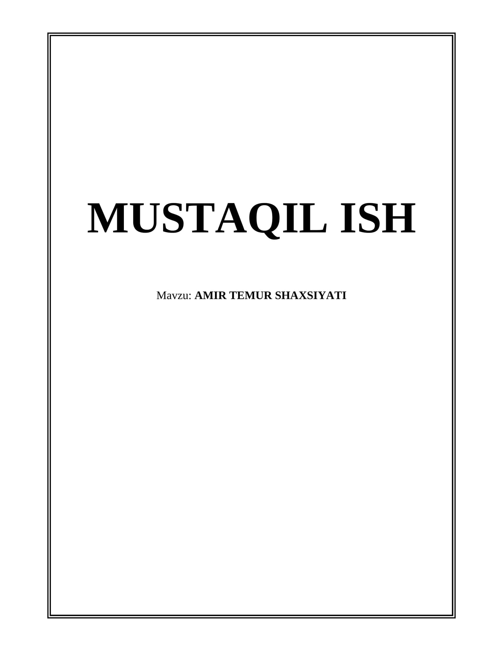 AMIR TEMUR SHAXSIYATI