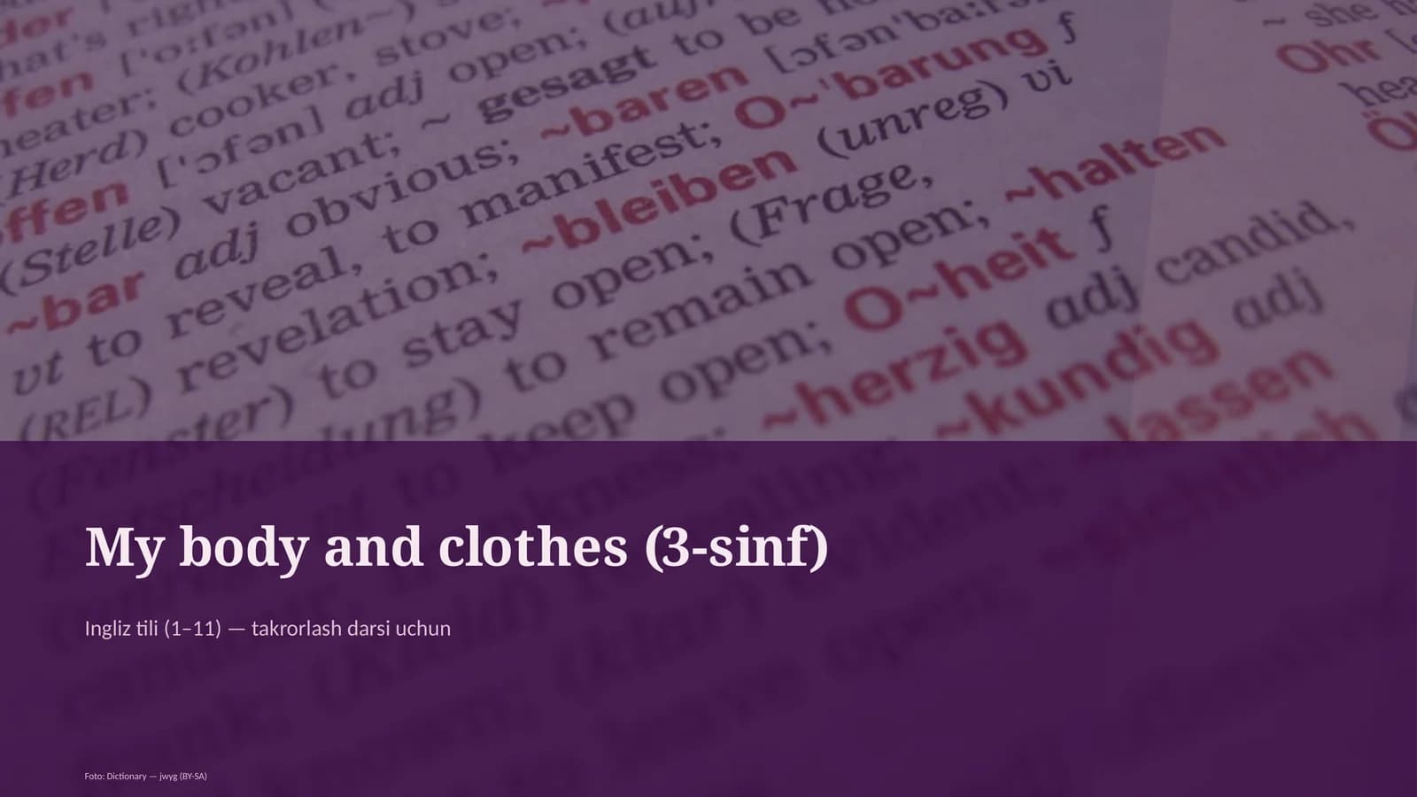 My body and clothes (3-sinf)