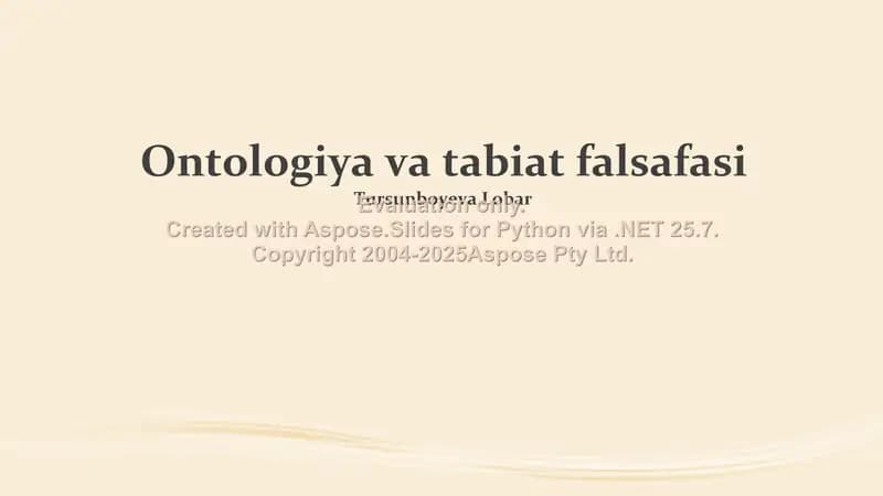 Ontologiya va tabiat falsafasi