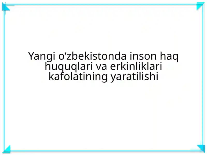Yangi o'zbekistonda inson haq huquqlari va erkinliklari kafolatining yaratilishi