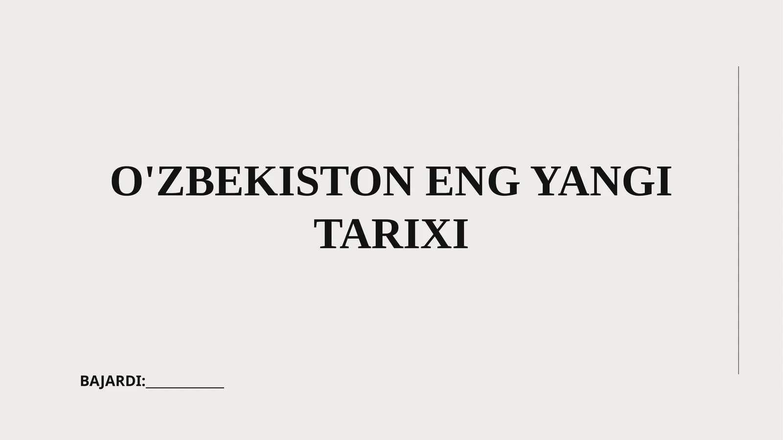 O'ZBEKISTON ENG YANGI TARIXI