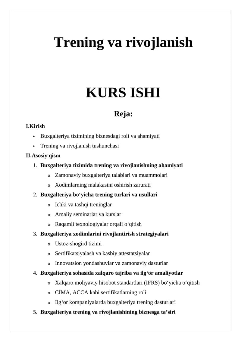 Trening va rivojlanish