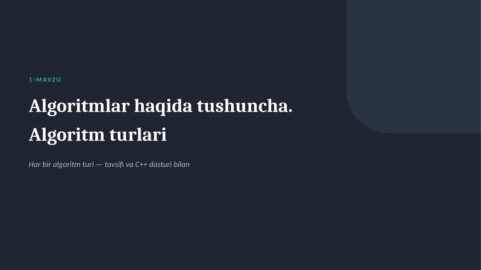 algoritm tushunchalar