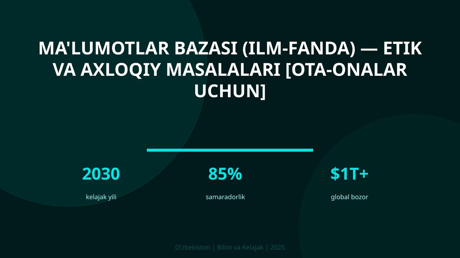 MA'LUMOTLAR BAZASI (ILM-FANDA) — ETIK VA AXLOQIY MASALALARI [OTA-ONALAR UCHUN]