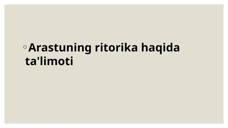 Arastuning ritorika haqida ta'limoti