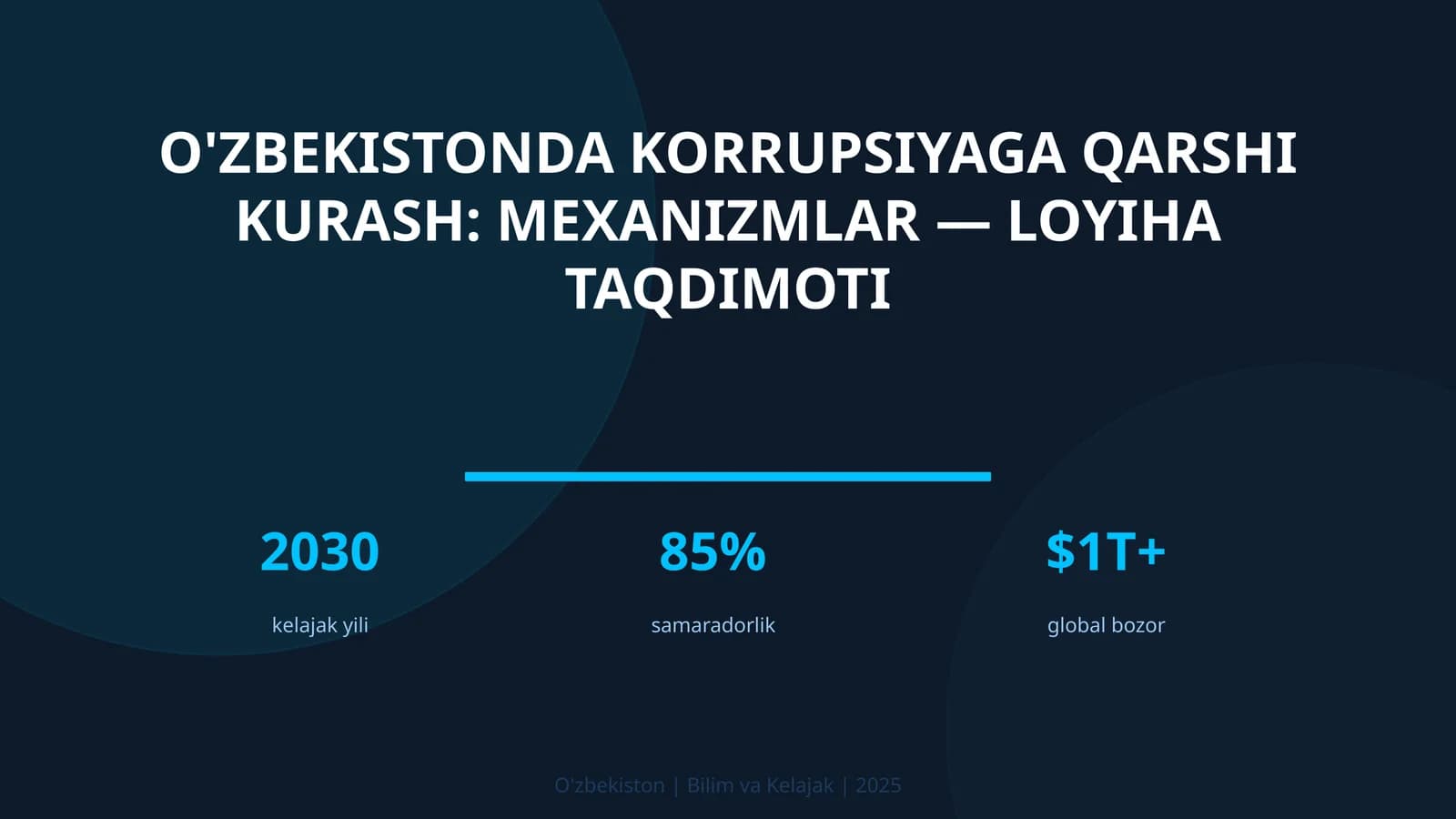 O'zbekistonda korrupsiyaga qarshi kurash: mexanizmlar — loyiha taqdimoti