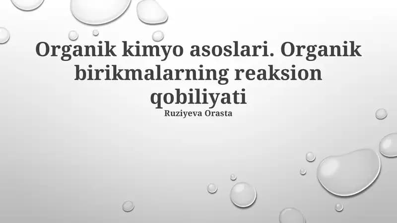 Organik kimyo asoslari