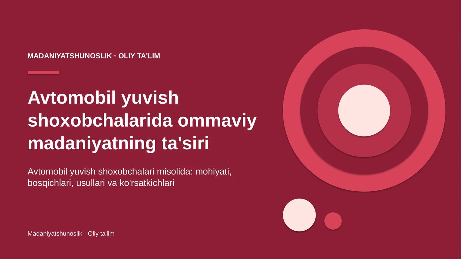 Avtomobil yuvish shoxobchalarida ommaviy madaniyatning ta'siri