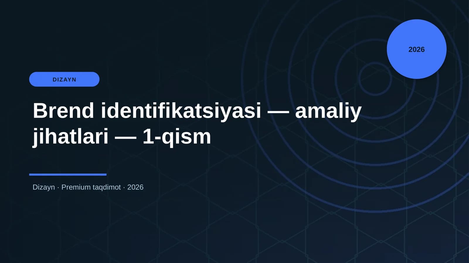 Brend identifikatsiyasi — amaliy jihatlari — 1-qism