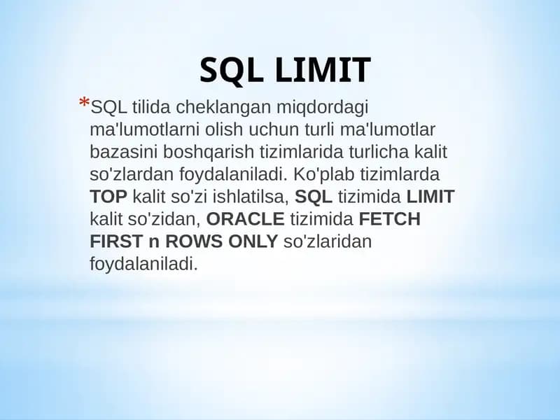 SQL LIMIT