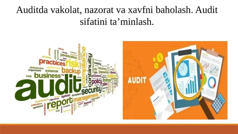 Auditdavakolat,nazoratvaxavfnibaholash. Auditsifatinita’minlash.