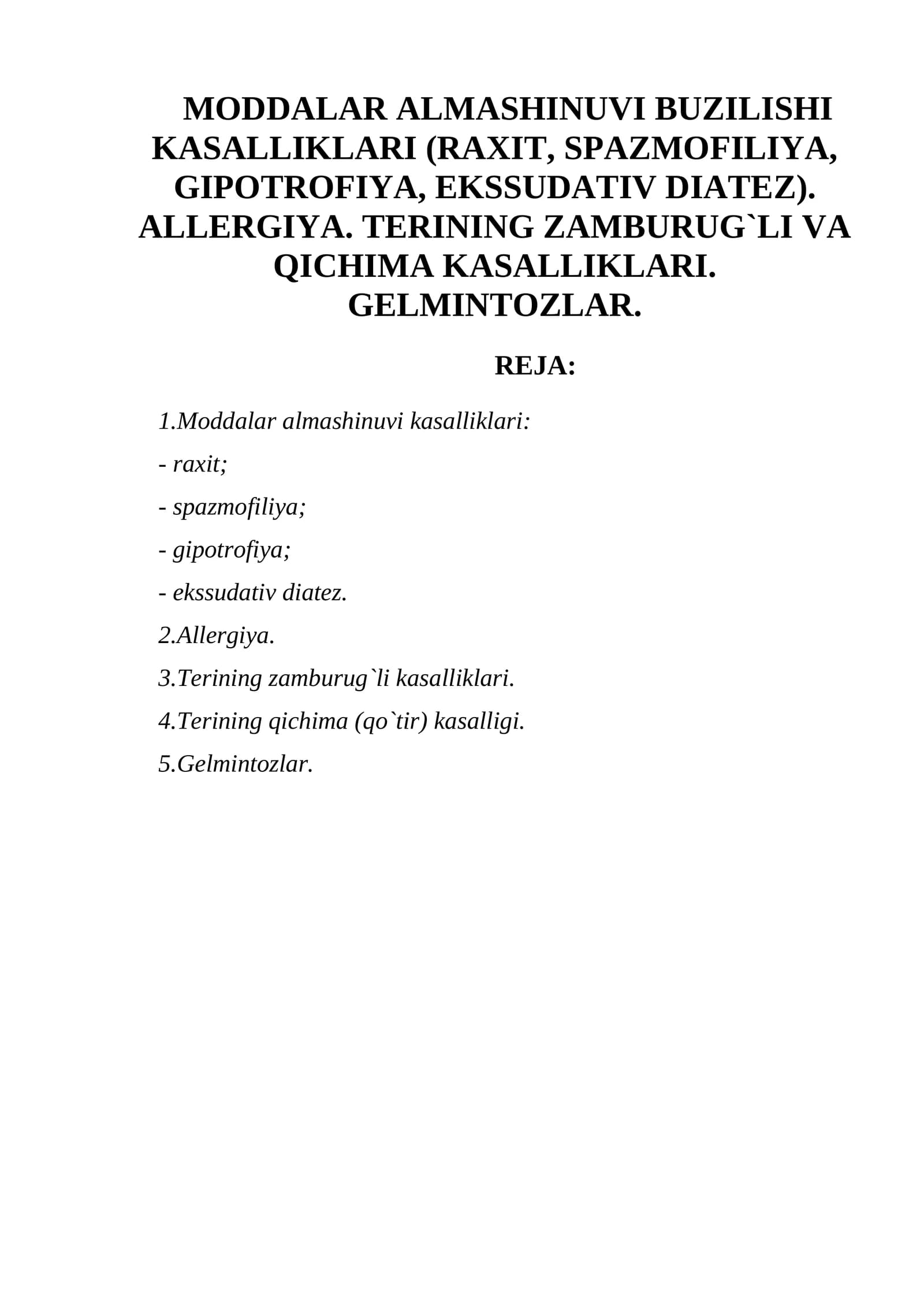 Moddalar almashinuvi buzilishi kasalliklari