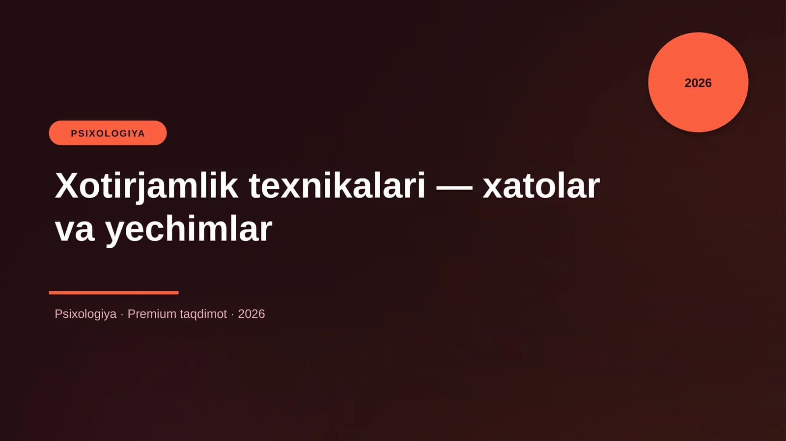 Xotirjamlik texnikalari — xatolar va yechimlar