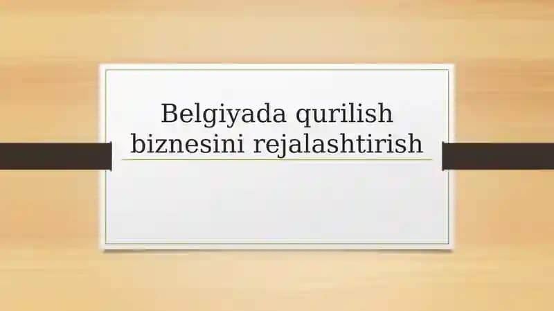 Belgiyada qurilish biznesini rejalashtirish