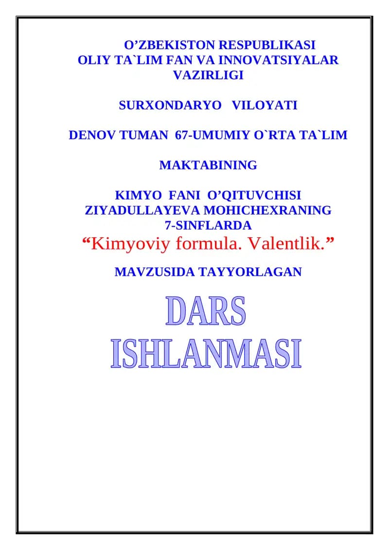 Kimyoviy formula . Valentlik