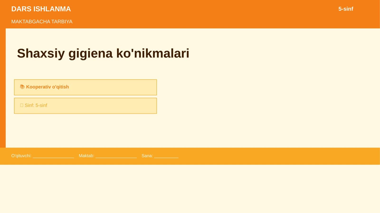 Shaxsiy gigiena ko'nikmalari