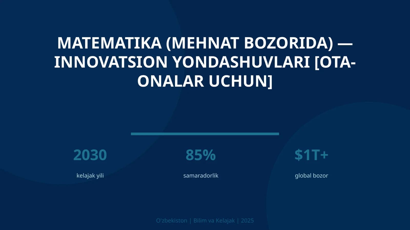 Matematika (mehnat bozorida) — innovatsion yondashuvlari [ota-onalar uchun]