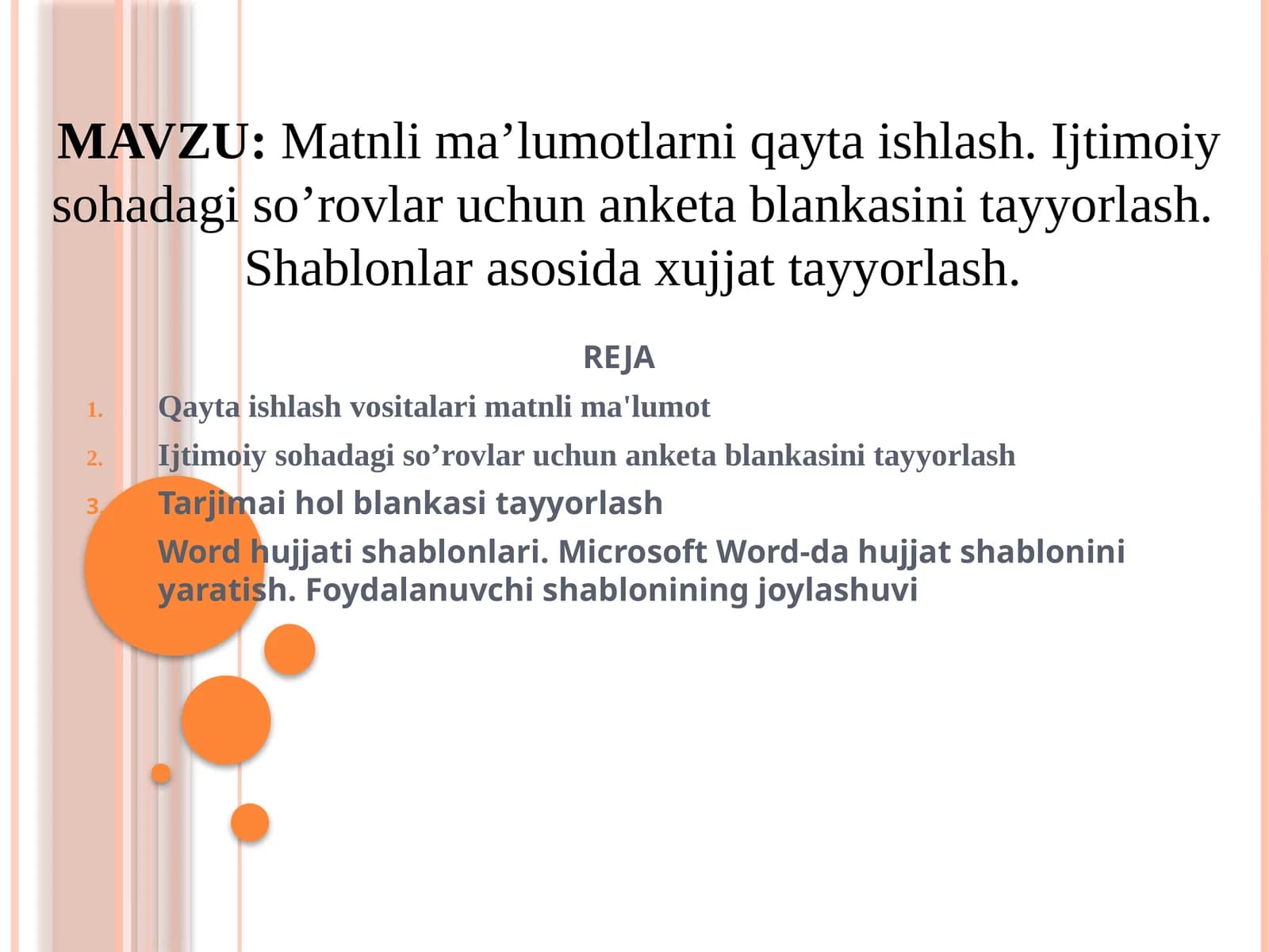 Matnlima’lumotlarni qayta ishlash