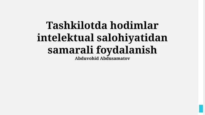 Ish Muhitiga Qulay Sharoit Yaratib Berish